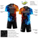 Black-White Jersey Flame Sublimation Figure Soccer Uniform Custom