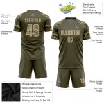 Gold-Camo Sublimation Salute To Service Uniform Soccer Olive Custom Jersey Vegas