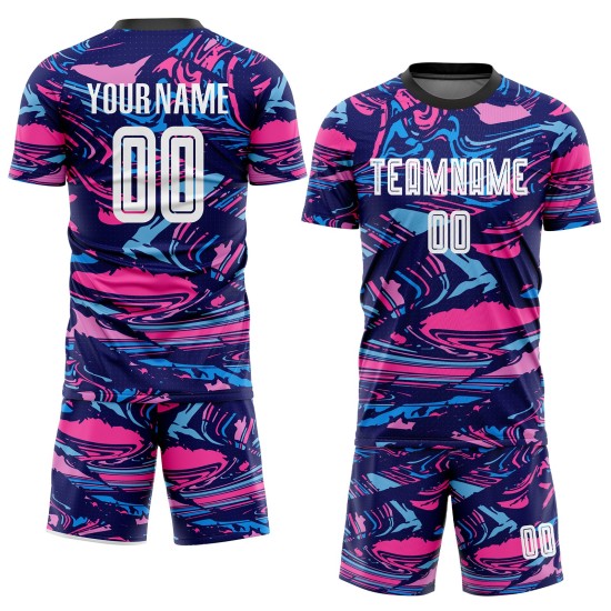 Soccer Uniform Custom Sublimation Jersey White-Pink Figure