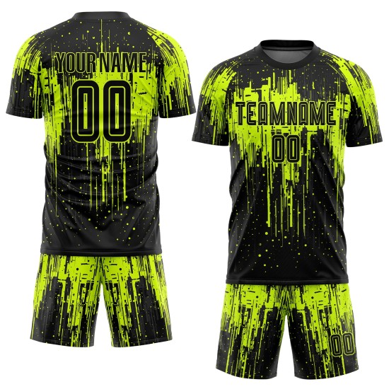 Green Jersey Uniform Neon Sublimation Soccer Custom Black