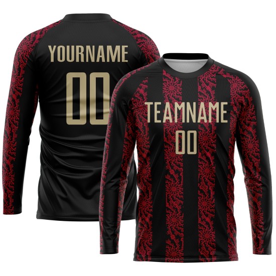 Black Uniform Jersey Gold-Red Vegas Sublimation Custom Soccer