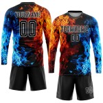 Black-White Jersey Flame Sublimation Figure Soccer Uniform Custom