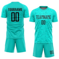 Uniform Custom Aqua Sublimation Soccer Jersey Black