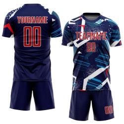 Uniform Jersey Custom Soccer Sublimation Navy Red-White