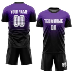 Purple White-Black Soccer Fade Uniform Jersey Custom Fashion Sublimation