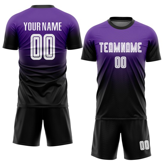 Purple White-Black Soccer Fade Uniform Jersey Custom Fashion Sublimation